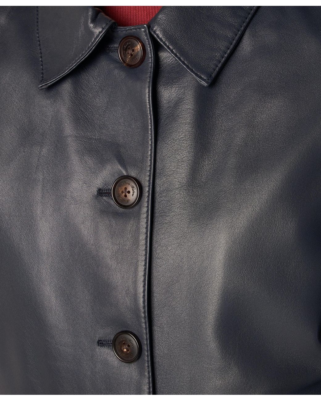 Brooks Brothers Blue Leather Shirt Collar Jacket