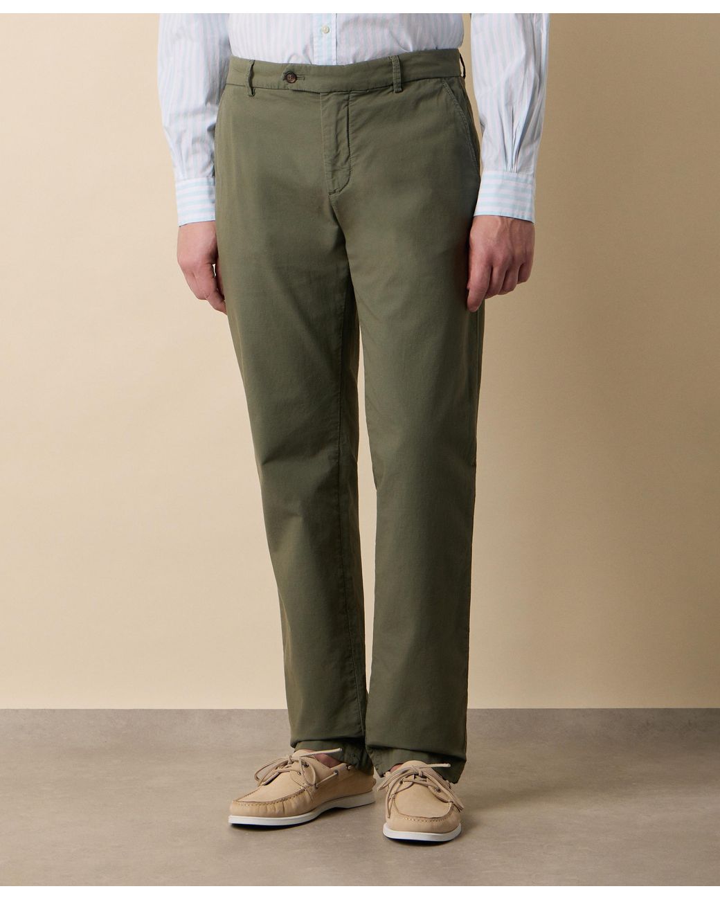 Brooks Brothers Green Stretch Cotton Micro-Pattern Chino for men