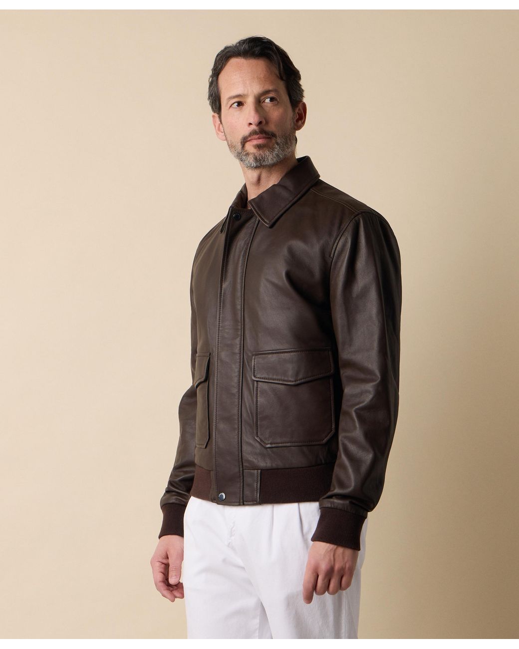 Brooks Brothers Gray Leather Jacket for men