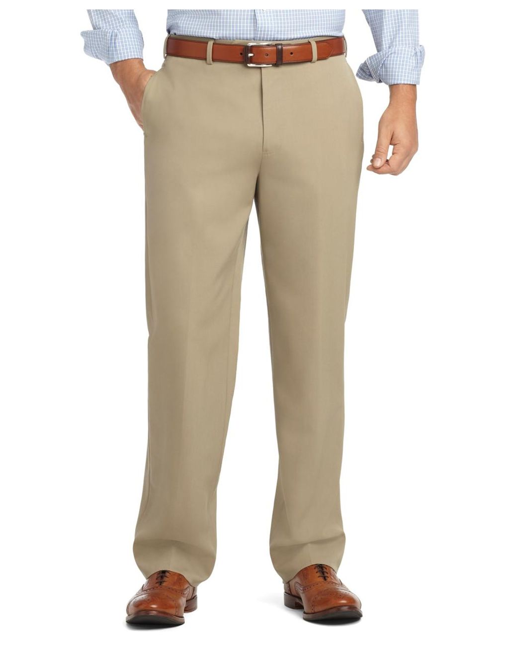 Brooks Brothers Madison Fit Plain-front Classic Gabardine Trousers in ...