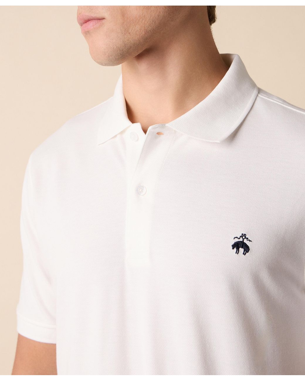 Brooks Brothers White Cotton Piqué Polo for men