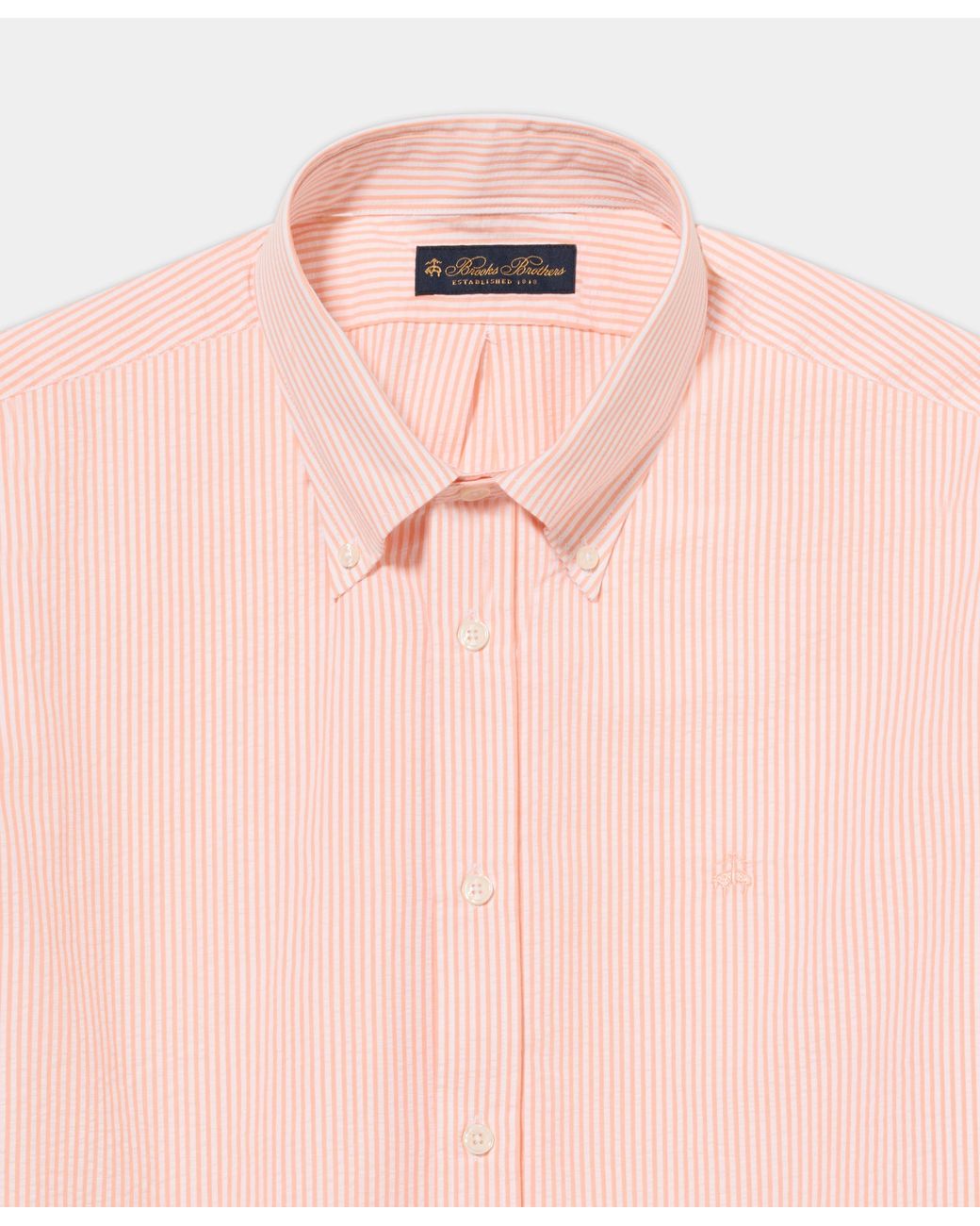 Brooks Brothers Pink Regular Fit Seersucker Shirt With Button Down Collar for men