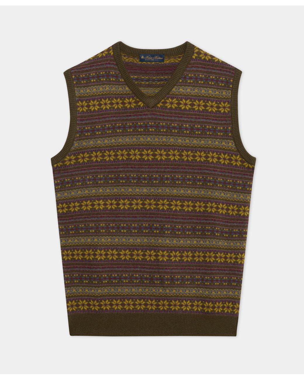 Brooks Brothers Green Fair Isle Sweater Vest for men