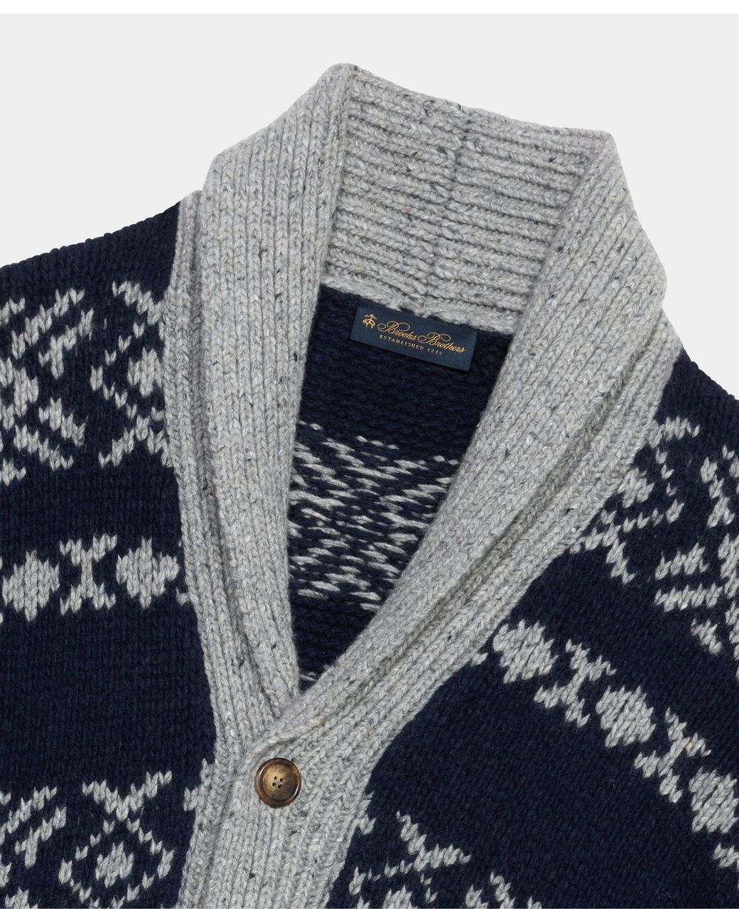 Brooks Brothers Blue Donegal Jacquard Cardigan for men