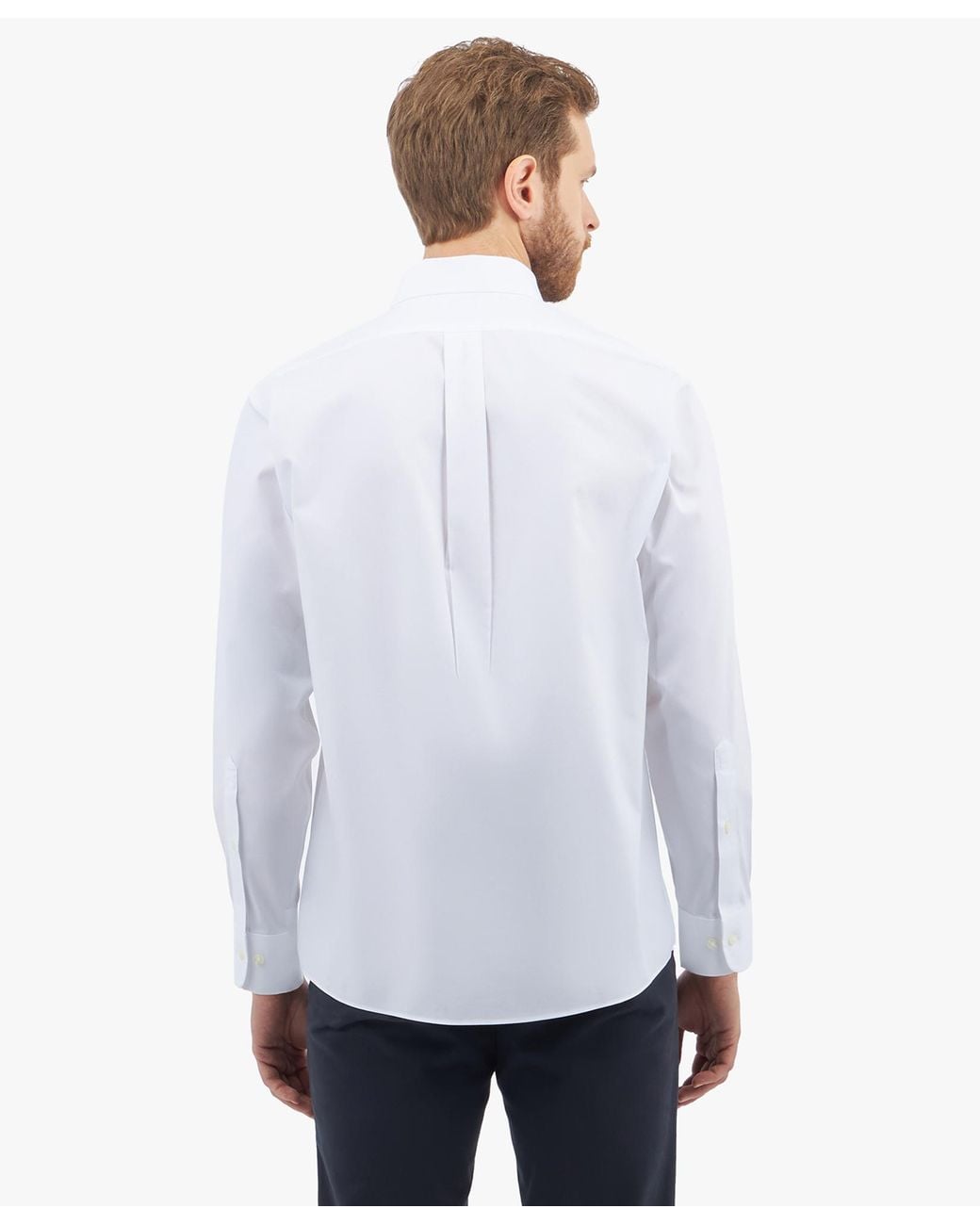 Brooks Brothers White Regular Fit Non-Iron Dress Shirt With Polo Button Down Collar for men