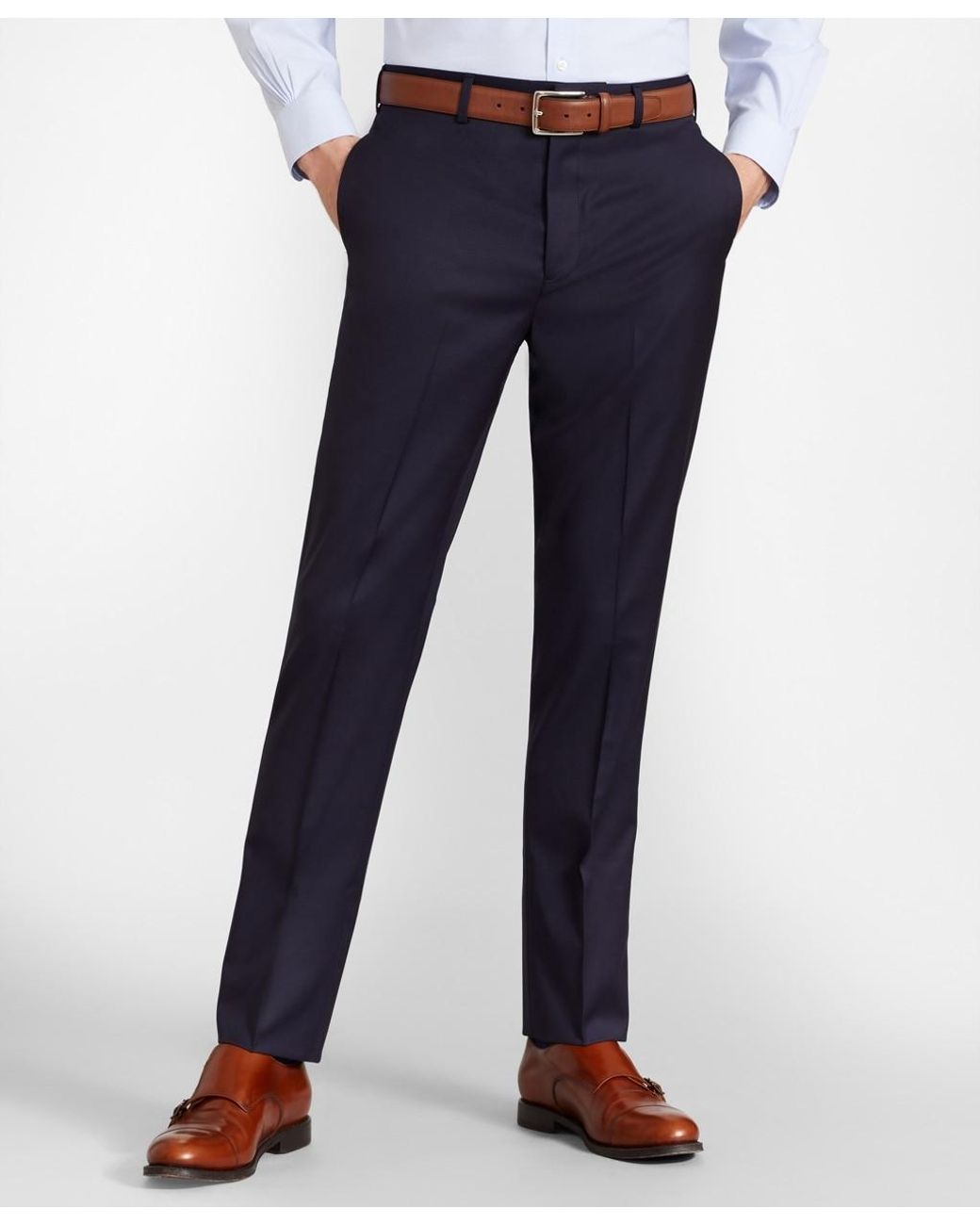 Brooks Brothers Brooksflextm Milano-fit Wool Trousers in Navy (Blue ...