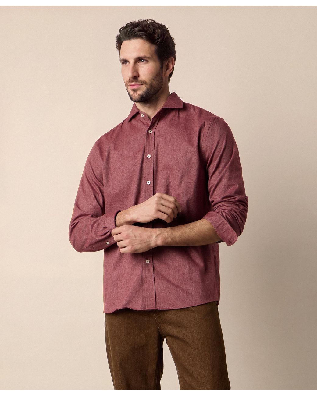 Brooks Brothers Red Slim Fit Shirt With Spread Collar for men