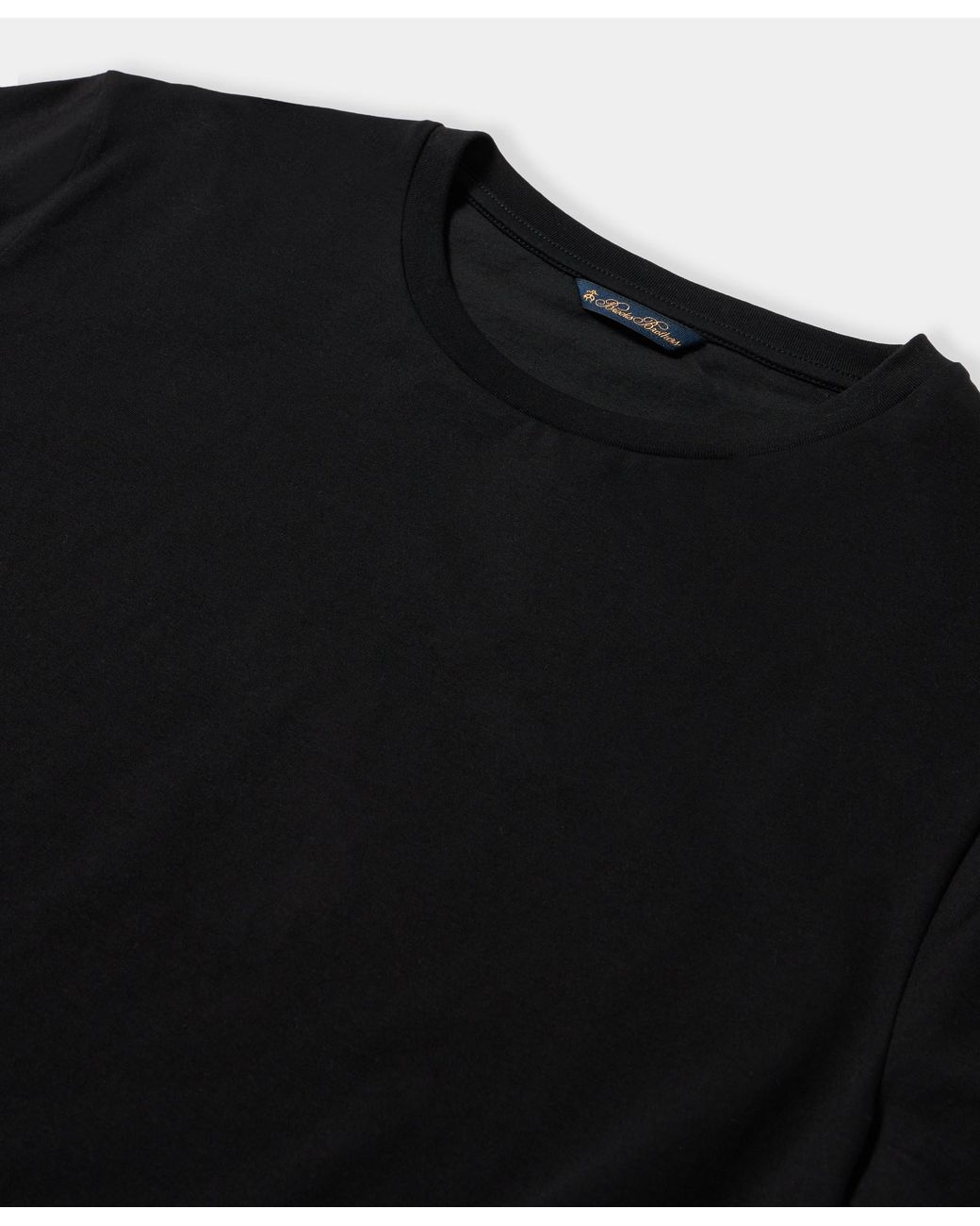 Brooks Brothers Black Mercerized Cotton Crewneck T-Shirt for men