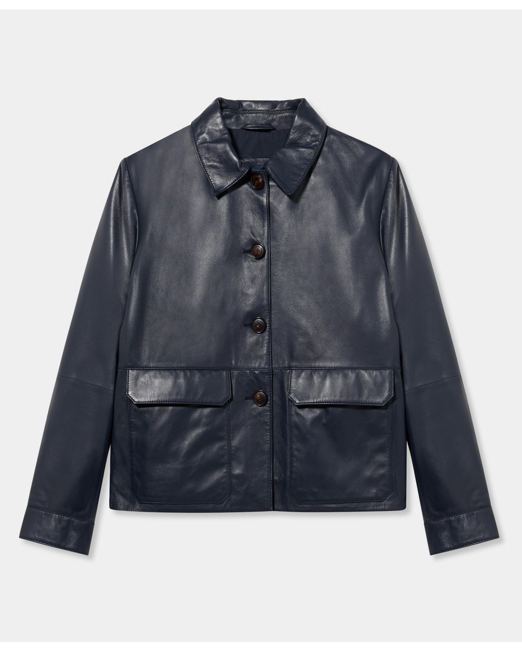 Brooks Brothers Blue Leather Shirt Collar Jacket