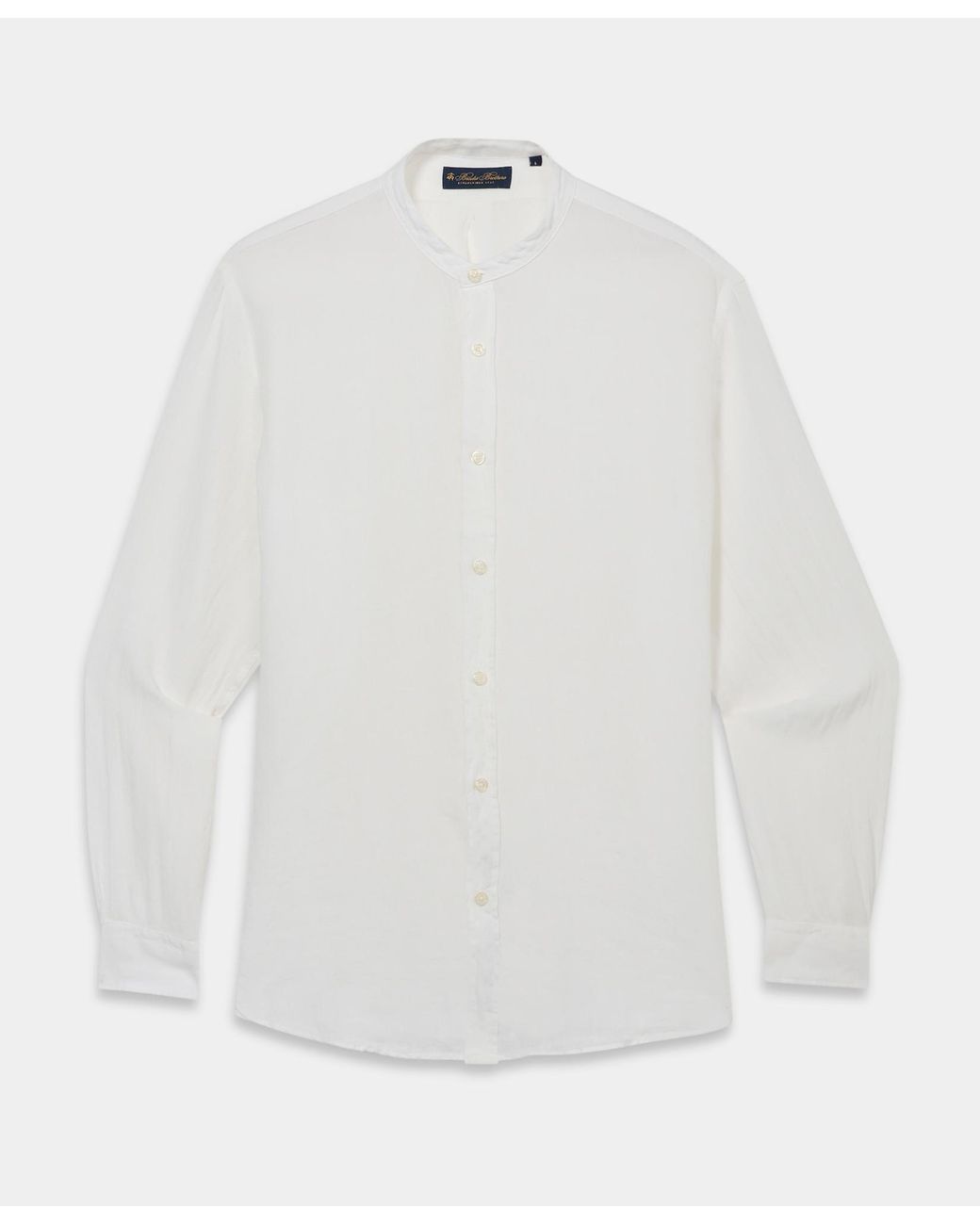 Brooks Brothers White Regular Fit Linen Shirt With Stand Collar for men
