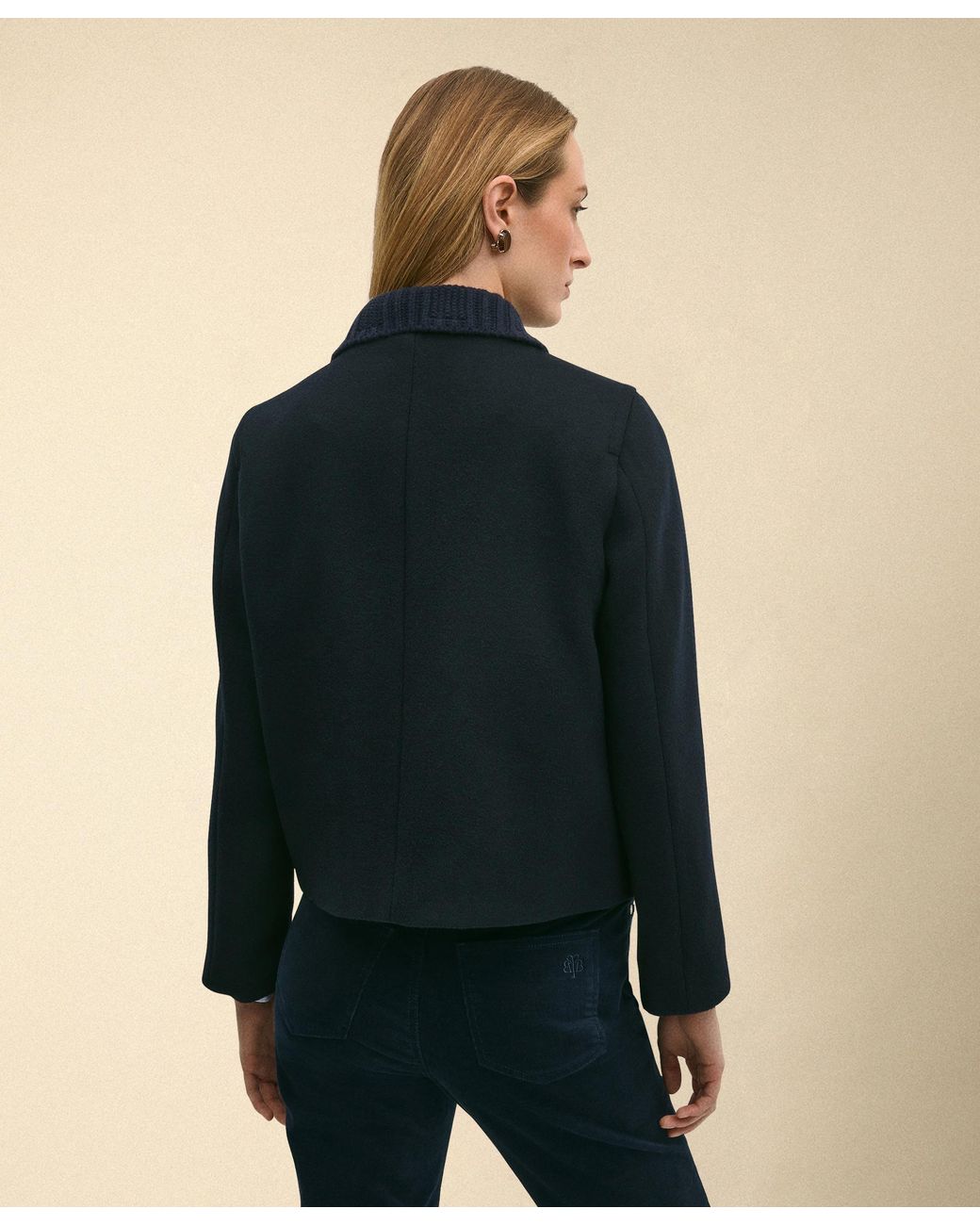 Brooks Brothers Black Cropped Double Faced Peacoat