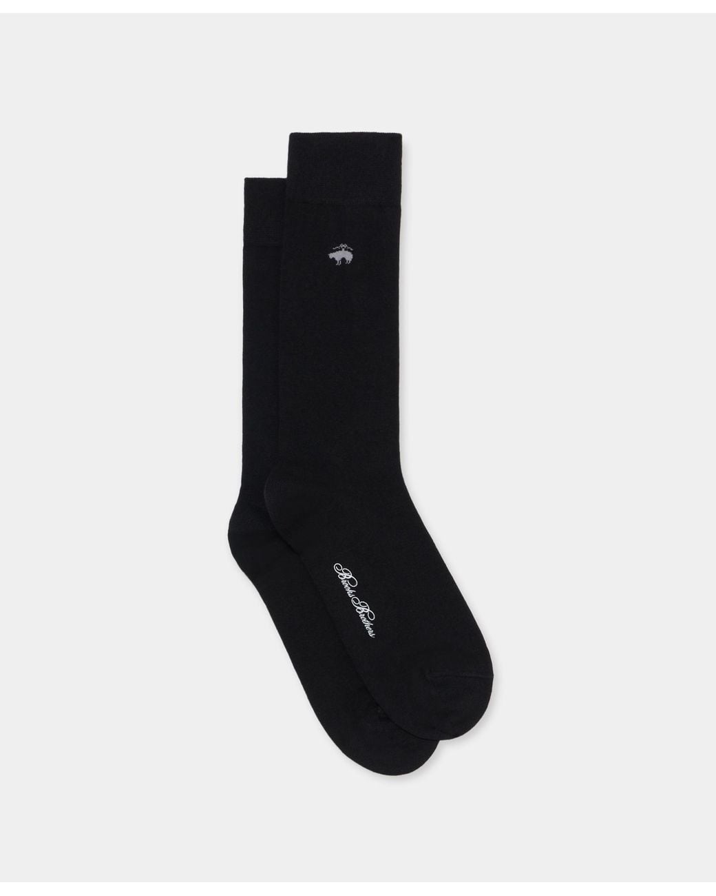 Brooks Brothers Black Mid-Calf Cotton Socks for men