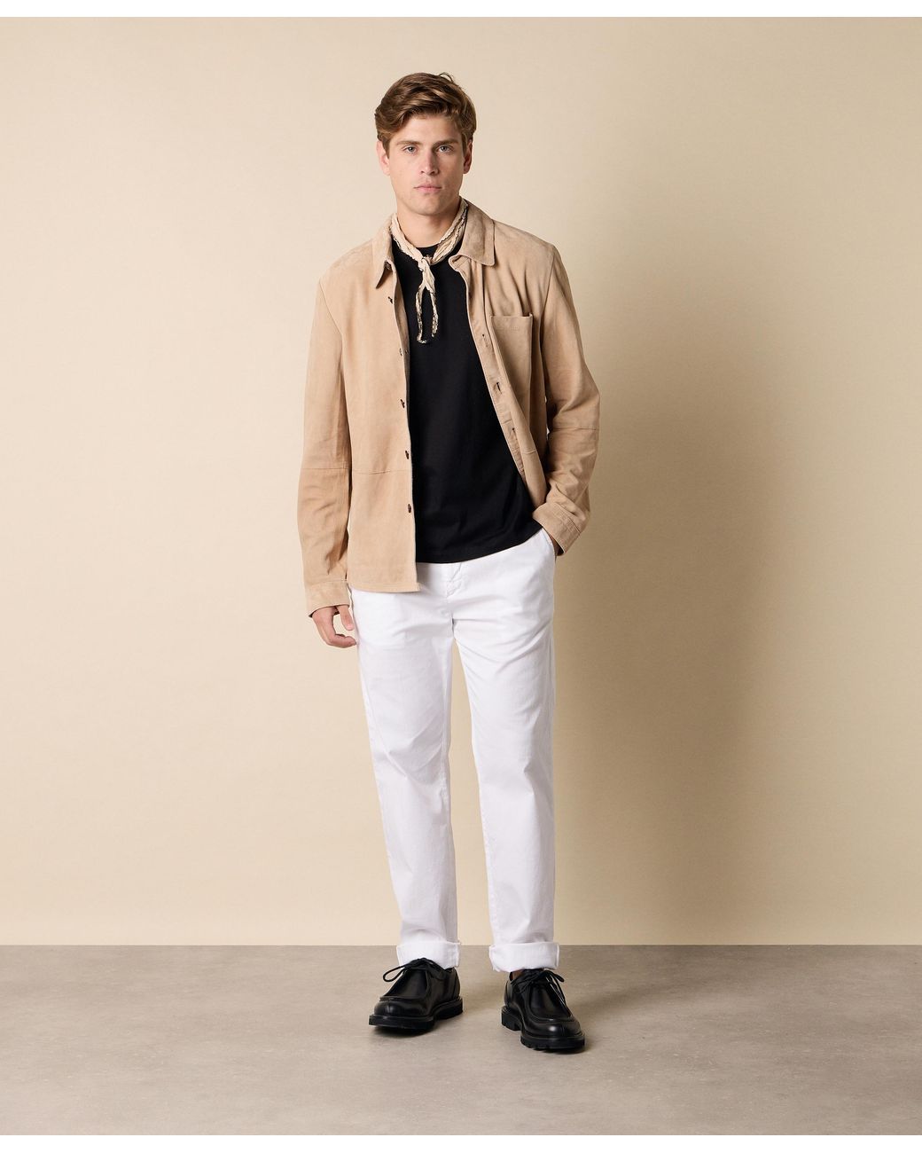 Brooks Brothers White Stretch Cotton Twill Chino for men