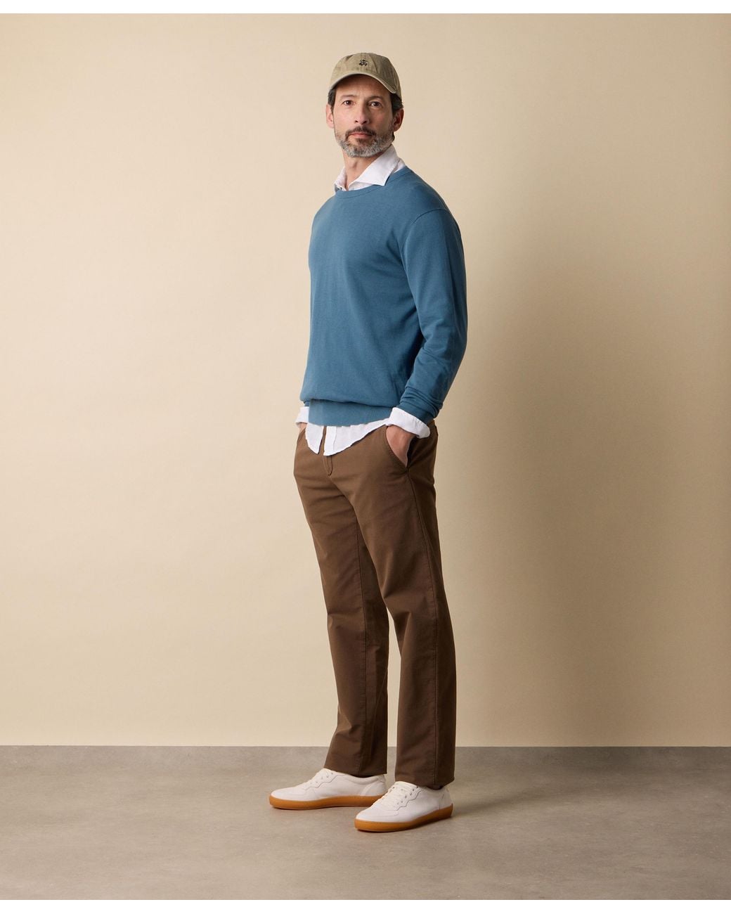 Brooks Brothers Brown Stretch Cotton Micro-Pattern Chino for men
