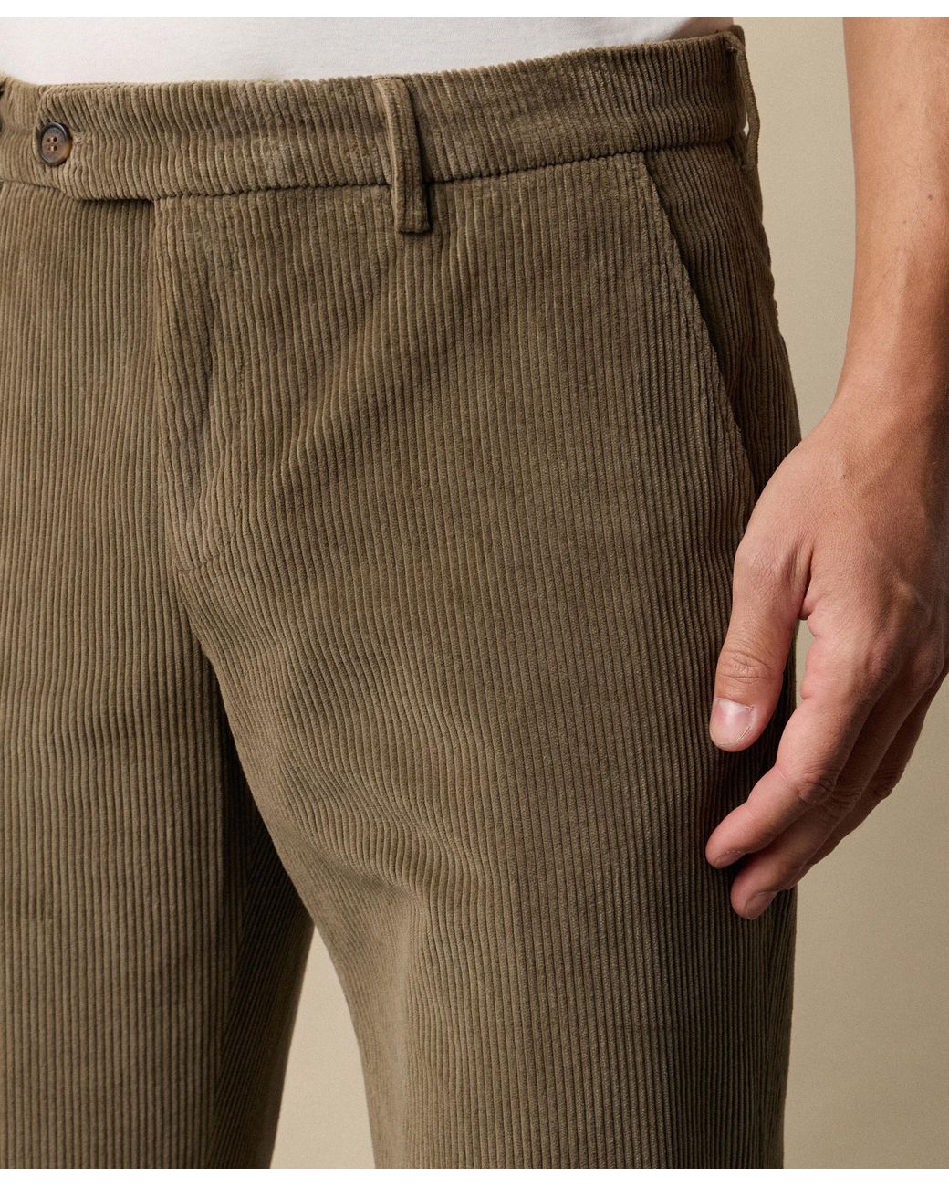 Brooks Brothers Green Regular Fit Cotton Corduroy Chino for men