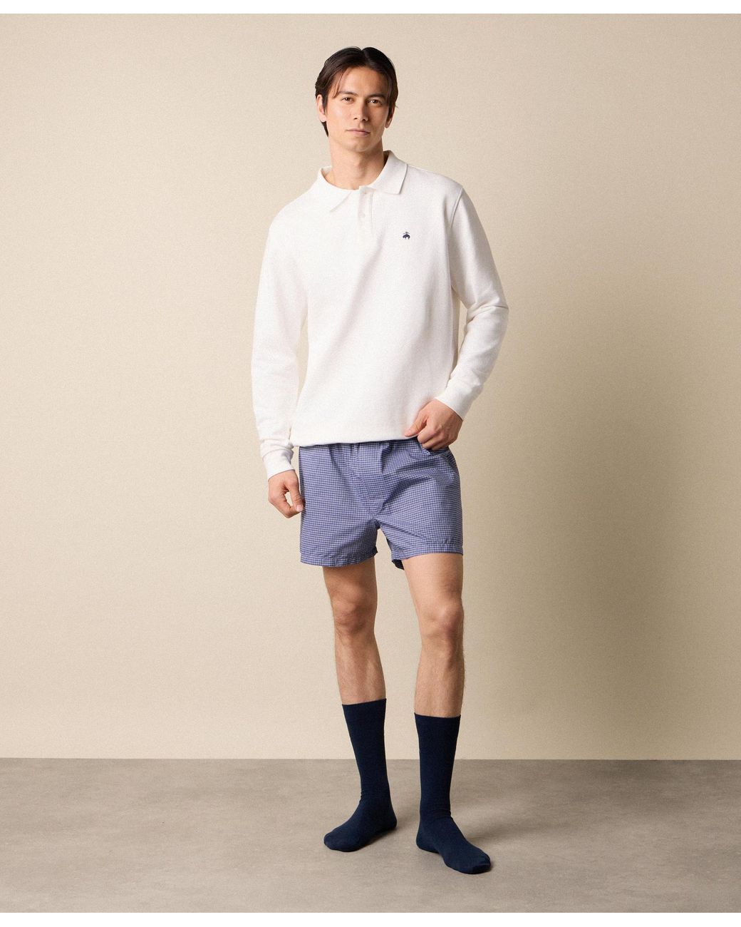 Brooks Brothers Blue Tattersall Cotton Boxer for men