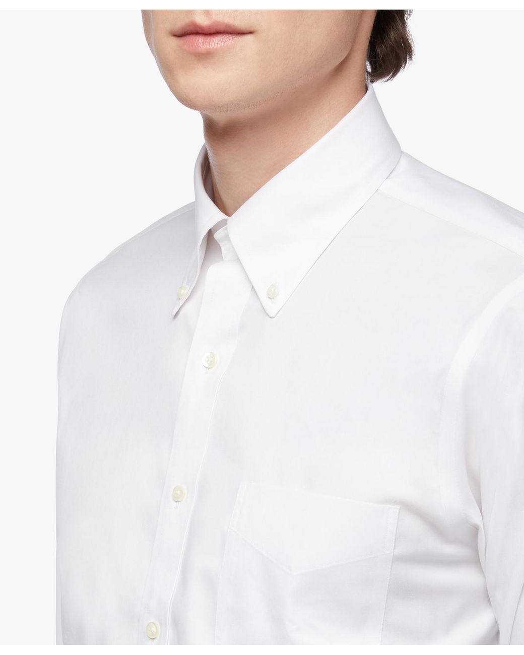 Brooks Brothers White Regular Fit Non-Iron Supima Oxford Pinpoint Shirt With Button Down Collar for men