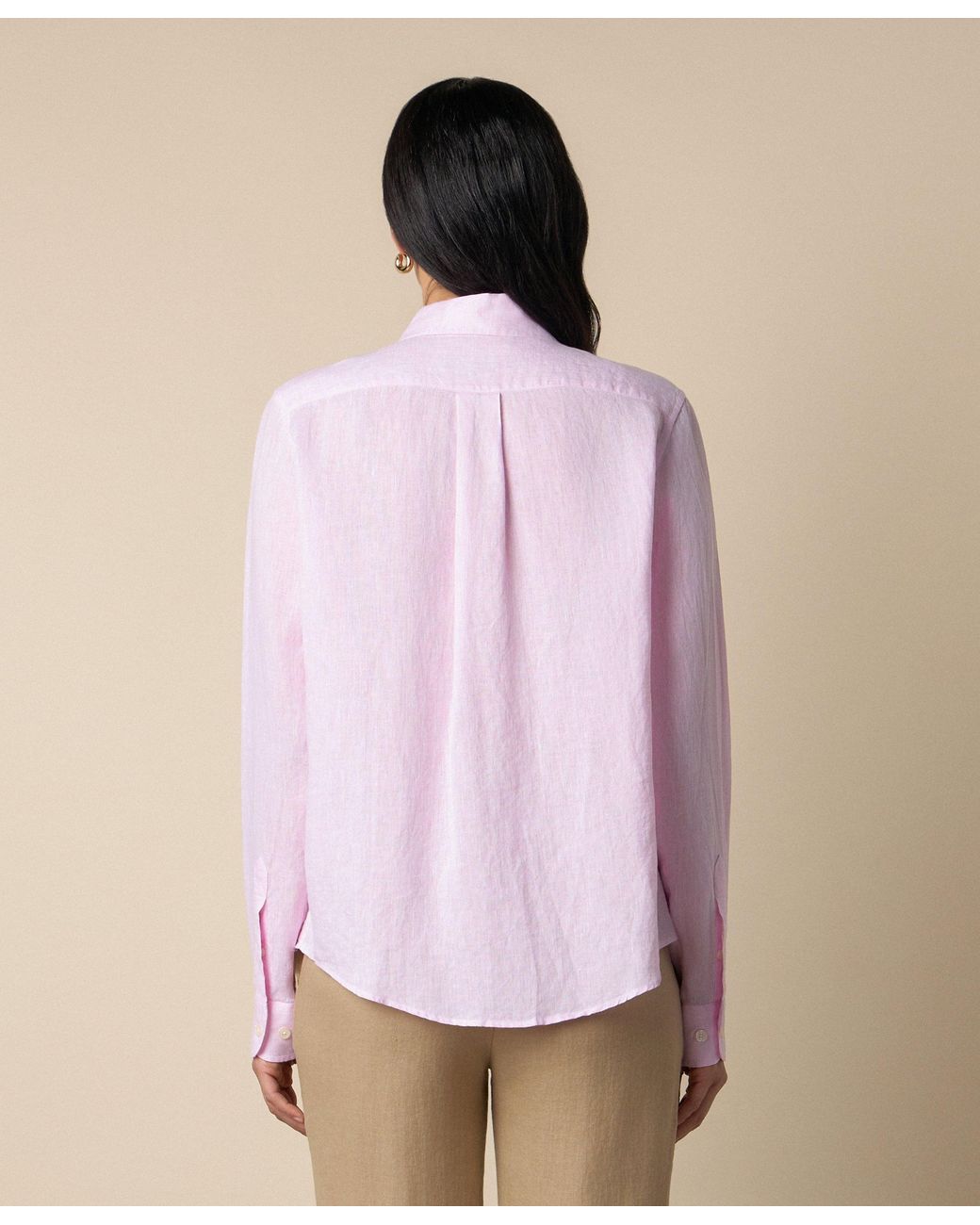 Brooks Brothers Pink Linen Shirt With Logo
