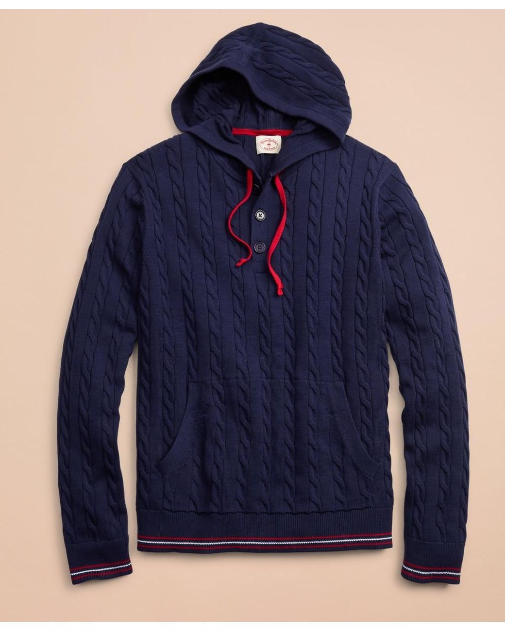 Brooks Brothers Cableknit Hooded Henley Sweater in Blue for Men Lyst
