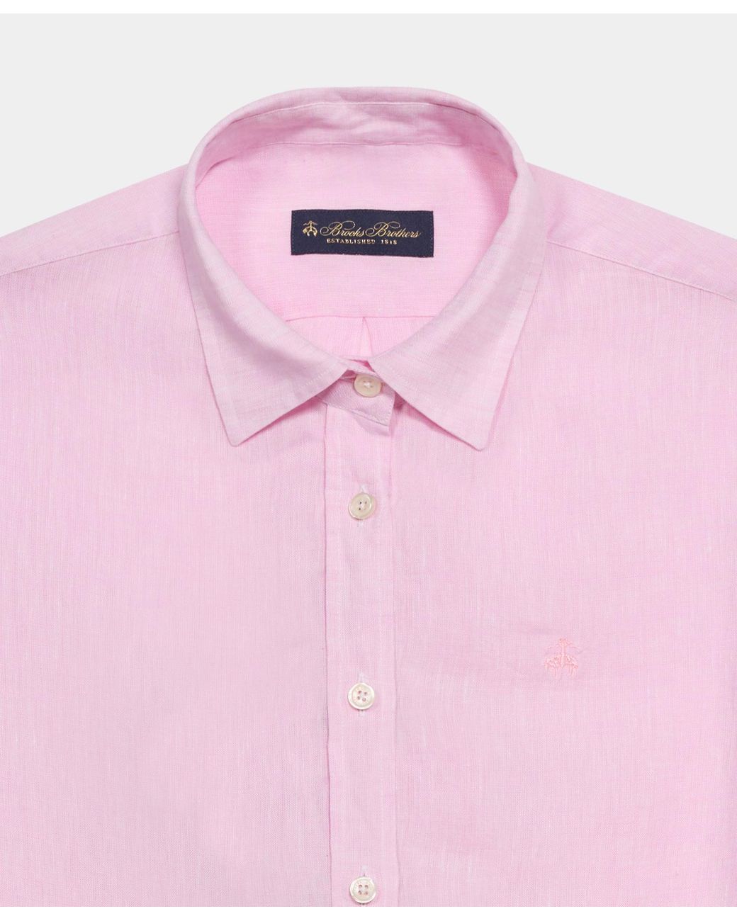Brooks Brothers Pink Linen Shirt With Logo
