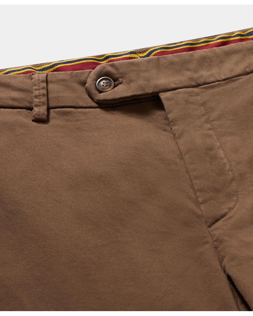 Brooks Brothers Brown Regular Fit Microtwill Stretch Cotton Chino for men