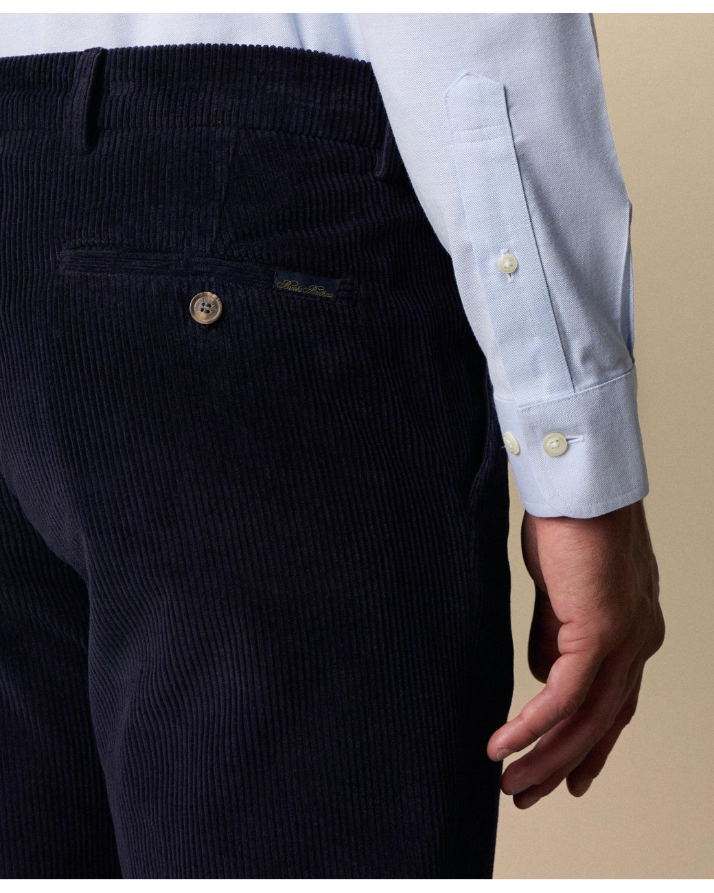 Brooks Brothers Blue Regular Fit Cotton Corduroy Chino for men