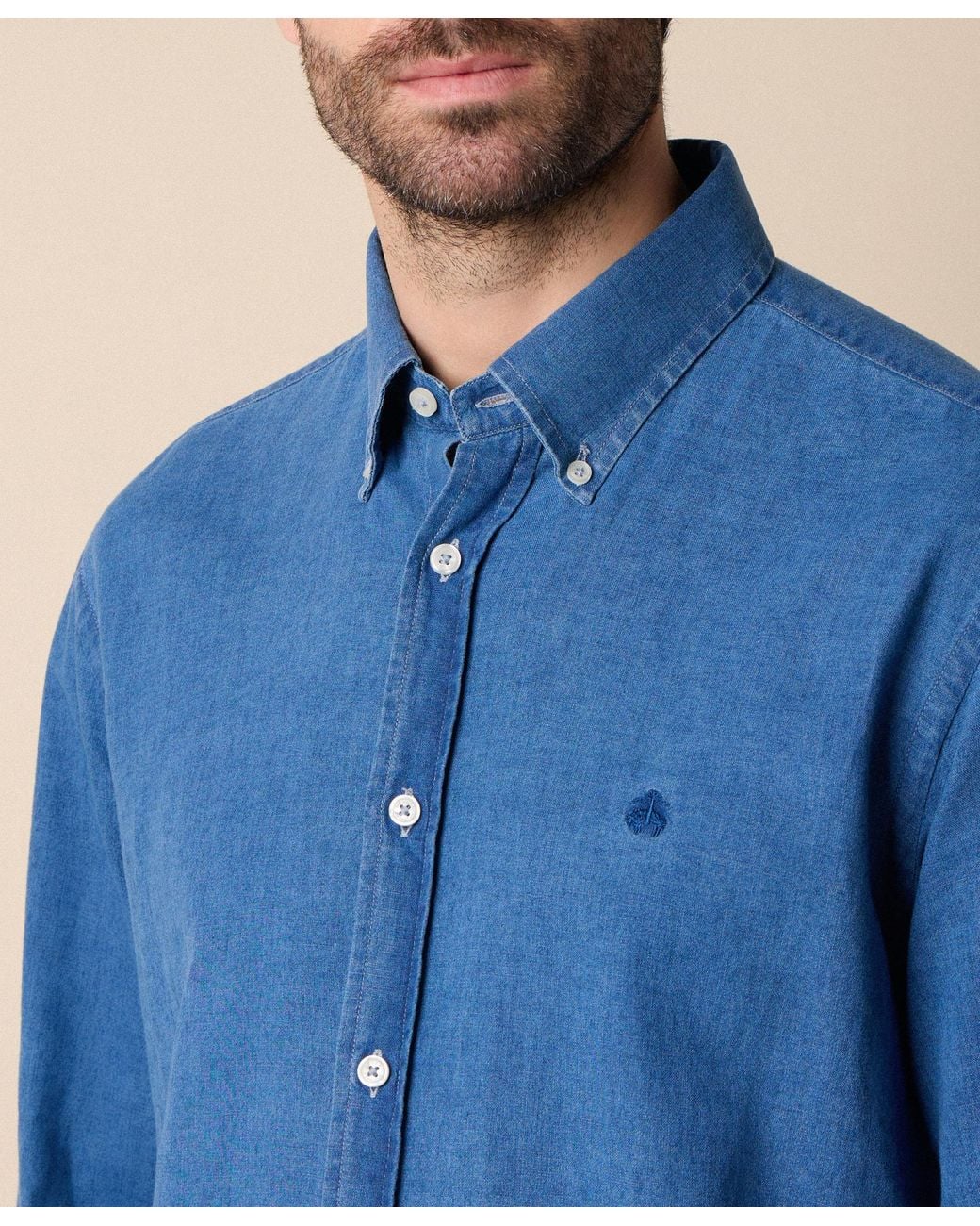 Brooks Brothers Blue Regular Fit Denim Shirt With Button Down Collar for men