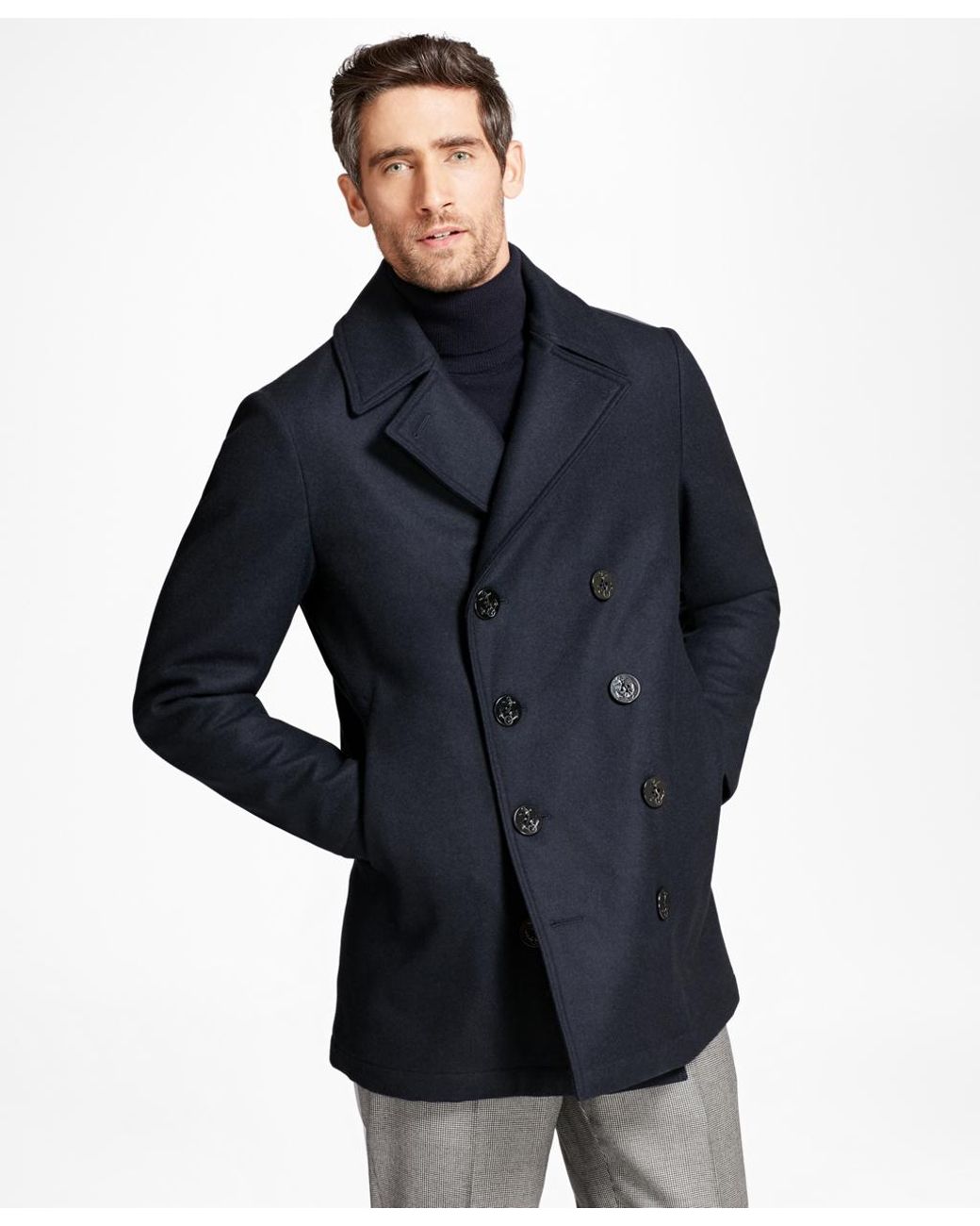 Brooks Brothers Iconic Wool Pea Coat in 