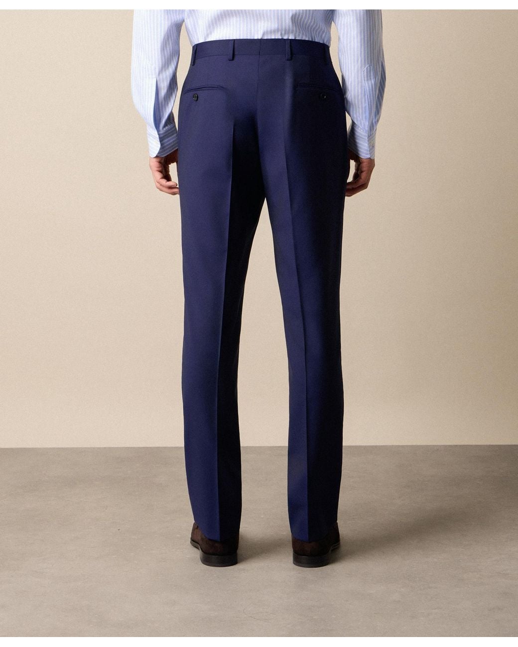 Brooks Brothers Blue Virgin Wool Plain Trousers for men
