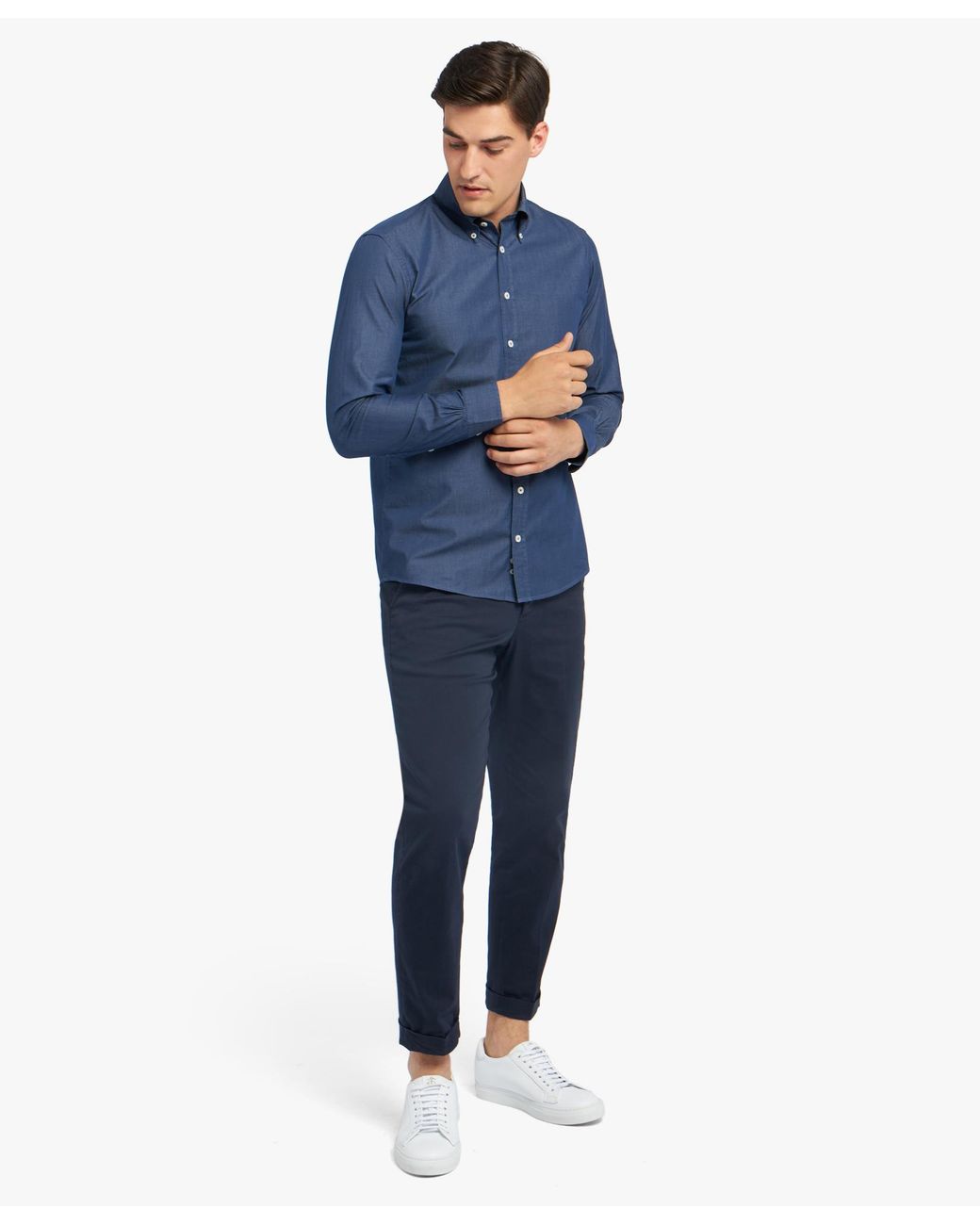 Brooks Brothers Blue Slim Fit Denim Twill Button Down Shirt for men