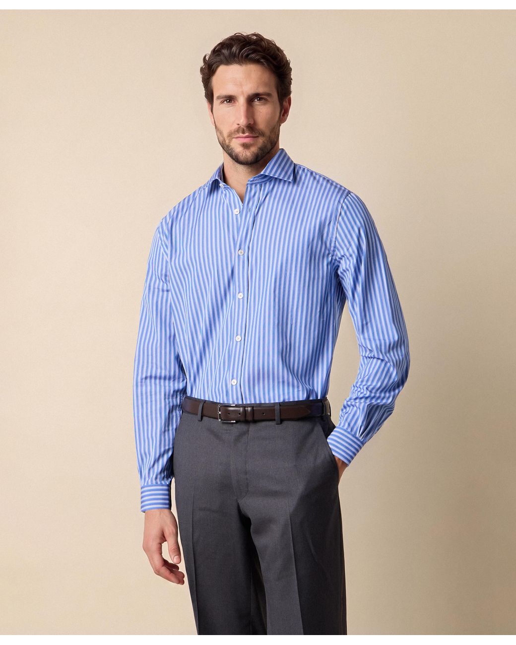 Brooks Brothers Blue Slim Fit Shirt With London Collar for men
