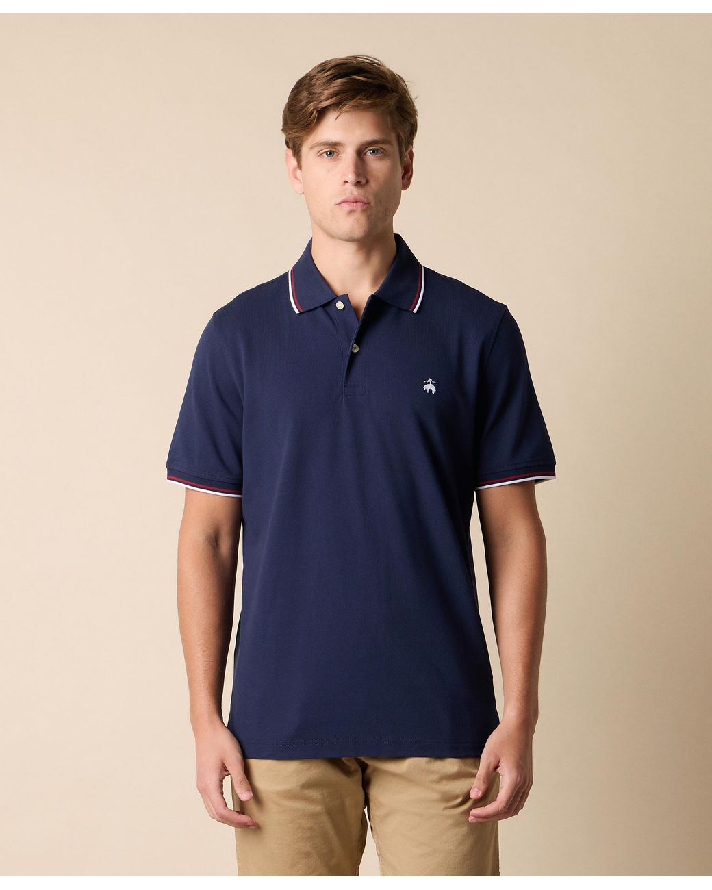 Brooks Brothers Blue Golden Fleece Stretch Cotton Pique Tennis Polo for men