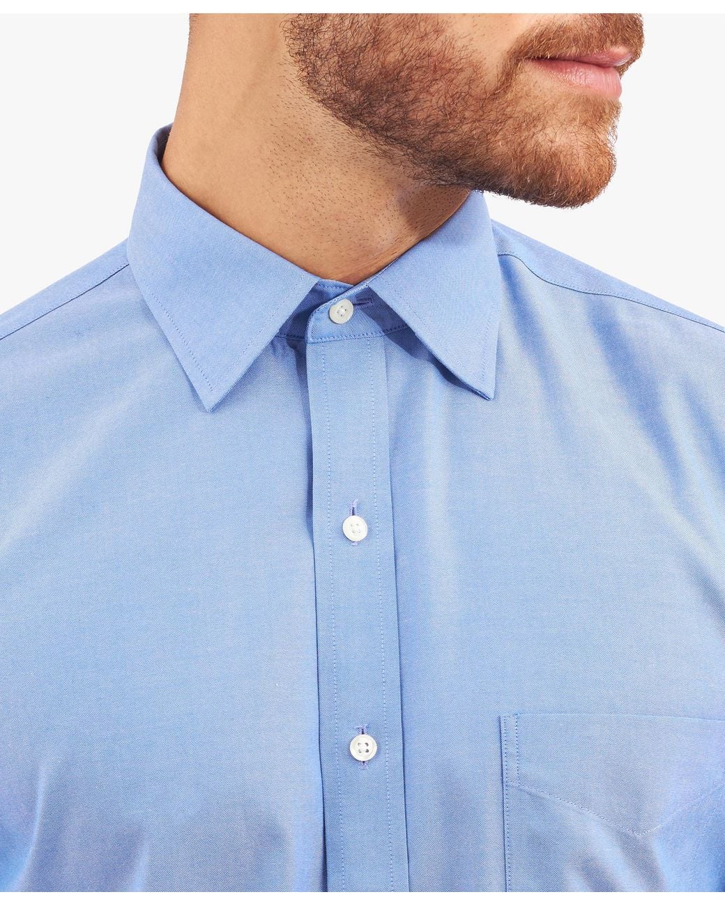 Brooks Brothers Blue Medium Traditional Fit Stretch Supima Cotton Non-Iron Dress Shirt With Ainsley Collar for men