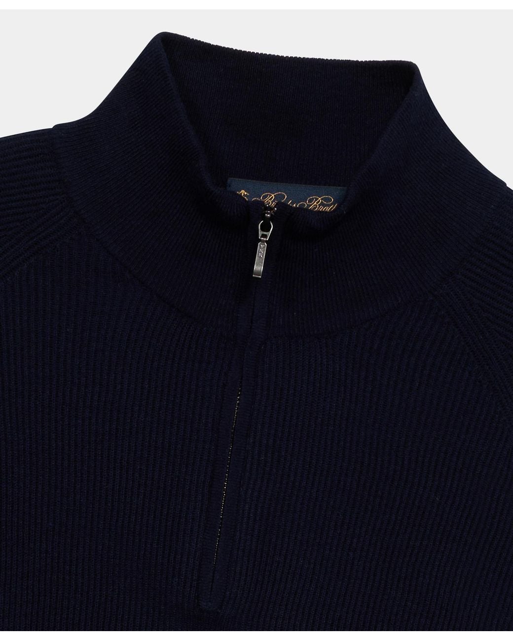 Brooks Brothers Blue Half-Zip English Rib Cotton-Cashmere Sweater for men