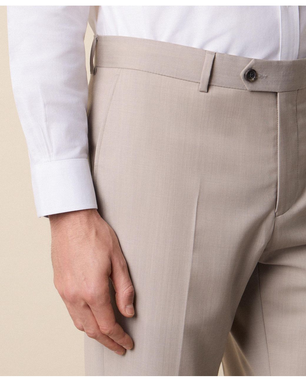 Brooks Brothers Gray Twill Virgin Wool Trousers for men