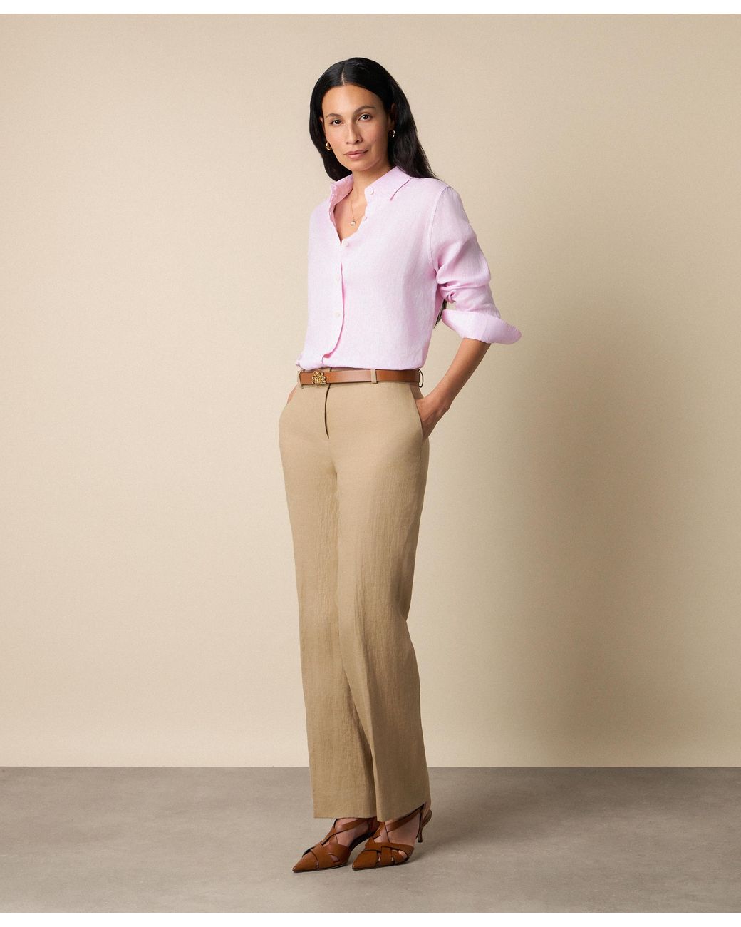 Brooks Brothers Pink Linen Shirt With Logo