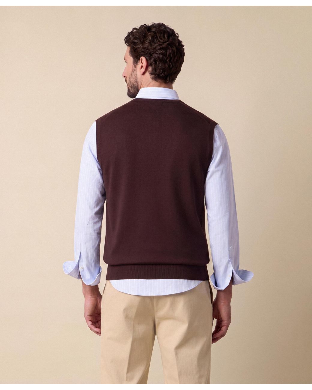 Brooks Brothers Brown V-Neck Sweater Vest for men