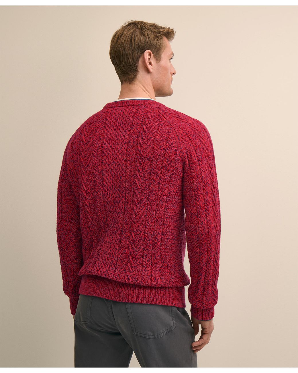 Brooks Brothers Red Twist Fisherman Crewneck Sweater for men