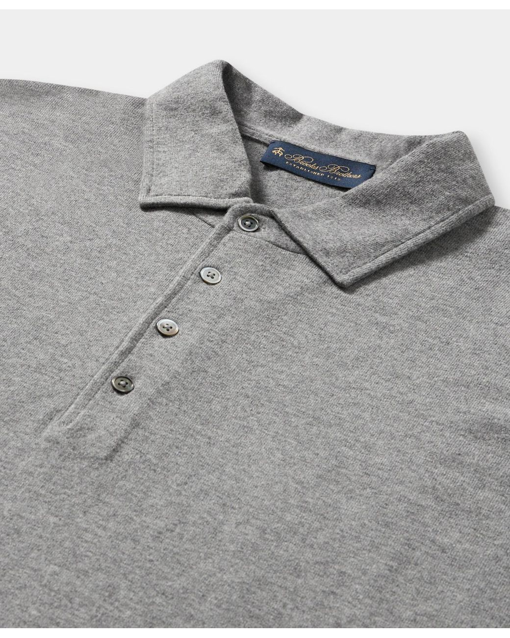 Brooks Brothers Gray Plain Cotton Polo for men