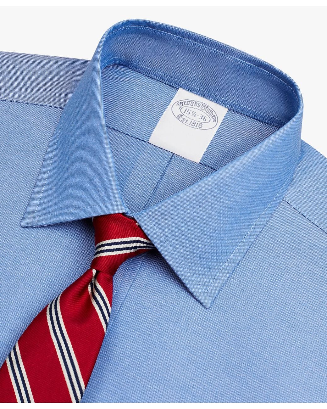 Brooks Brothers Blue Medium Traditional Fit Stretch Supima Cotton Non-Iron Dress Shirt With Ainsley Collar for men