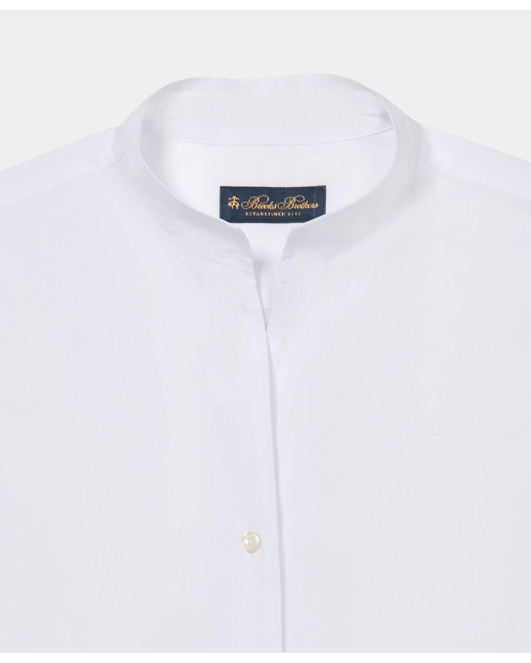 Brooks Brothers White Poplin Shirt With Stand Collar