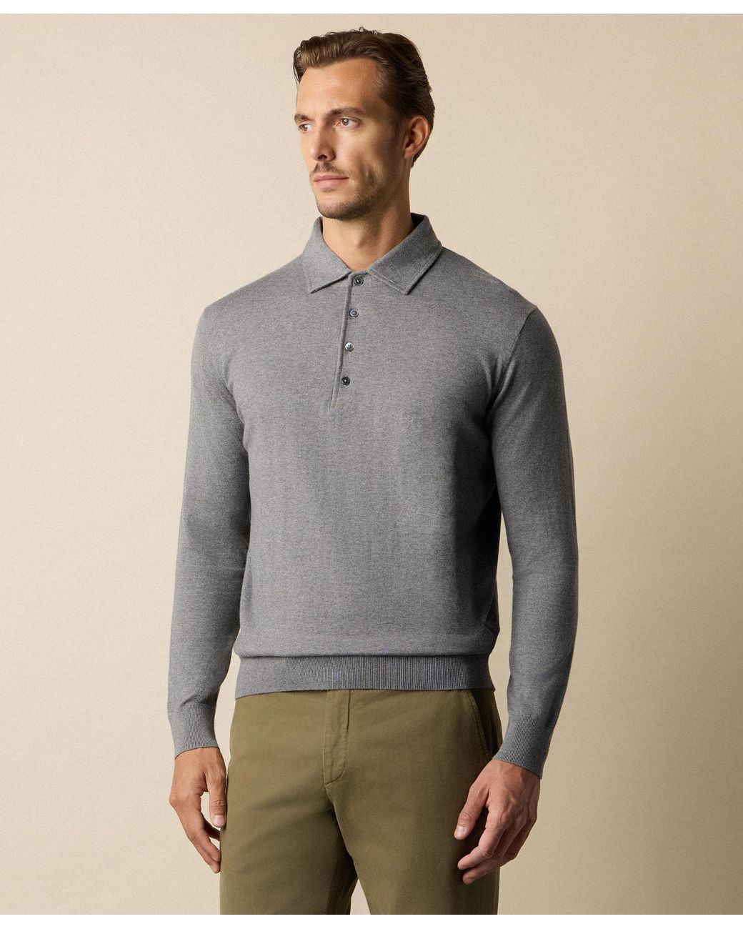 Brooks Brothers Gray Plain Cotton Polo for men
