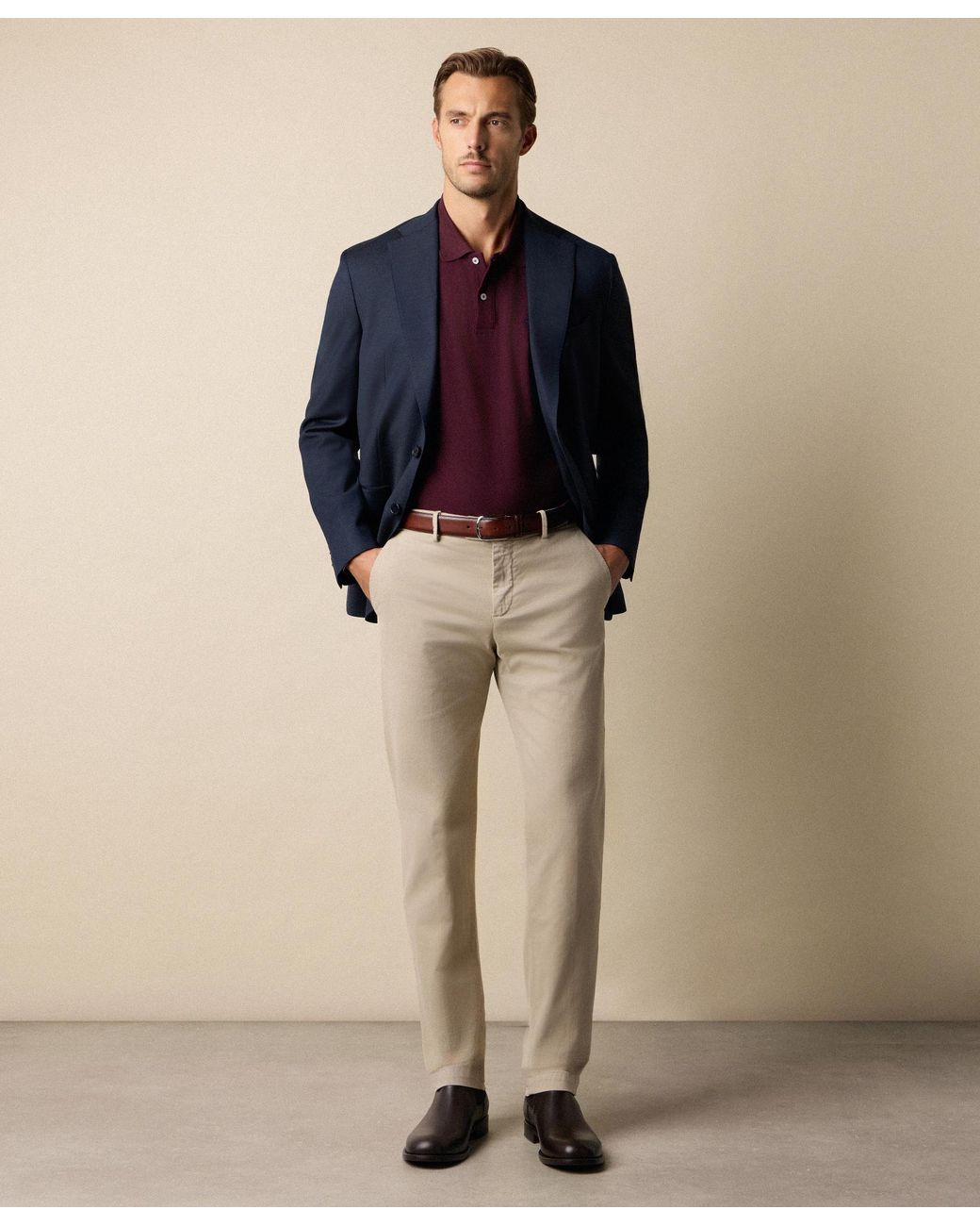Brooks Brothers Natural Regular Fit Microtwill Stretch Cotton Chino for men