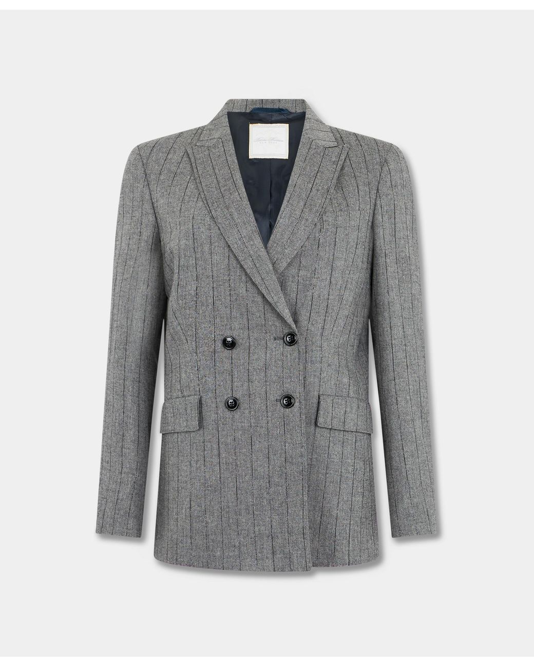 Brooks Brothers Gray Double Breasted Pinstripe Blazer