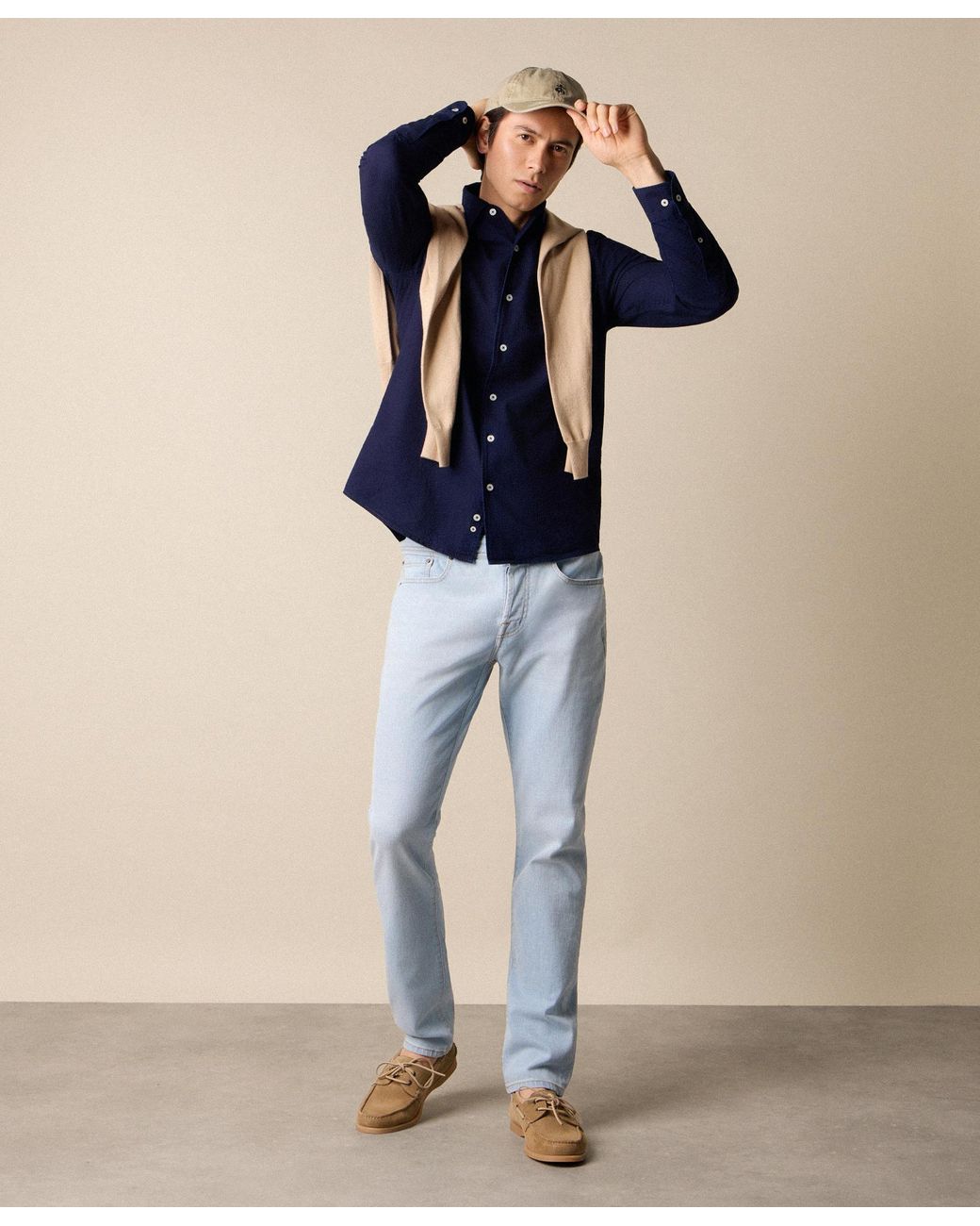 Brooks Brothers Blue Slim Fit Seersucker Shirt With Open Collar for men