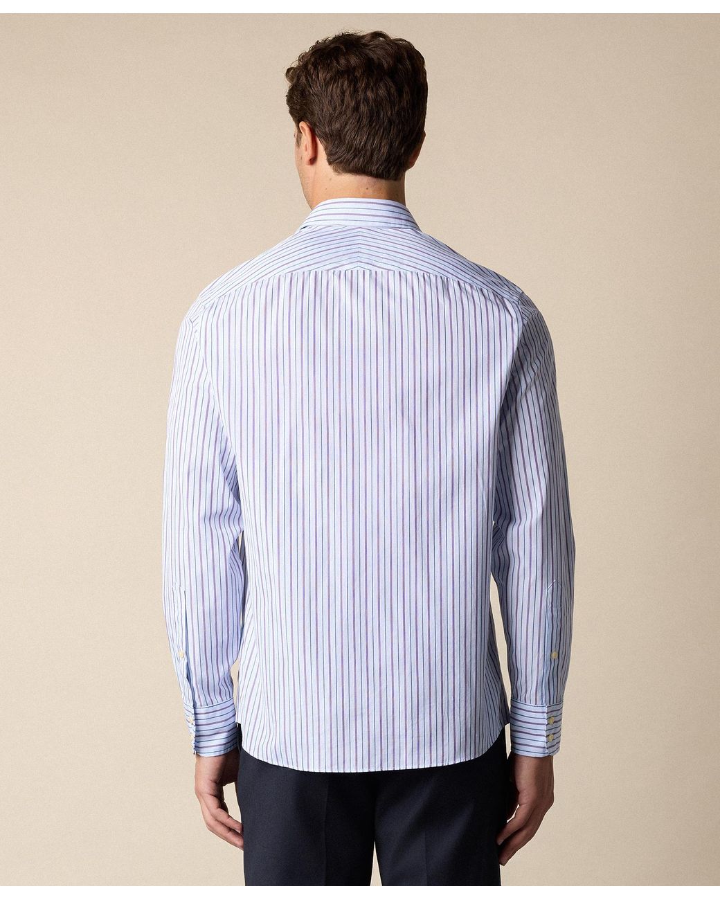 Brooks Brothers Blue Thomas Mason Striped Regular Fit Cotton Shirt With Ainsley Collar for men