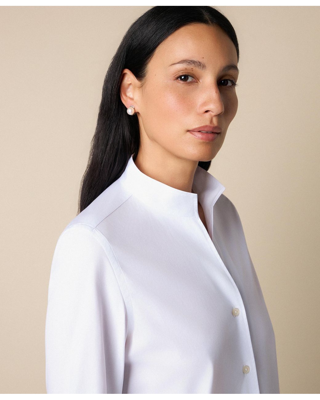 Brooks Brothers White Poplin Shirt With Stand Collar