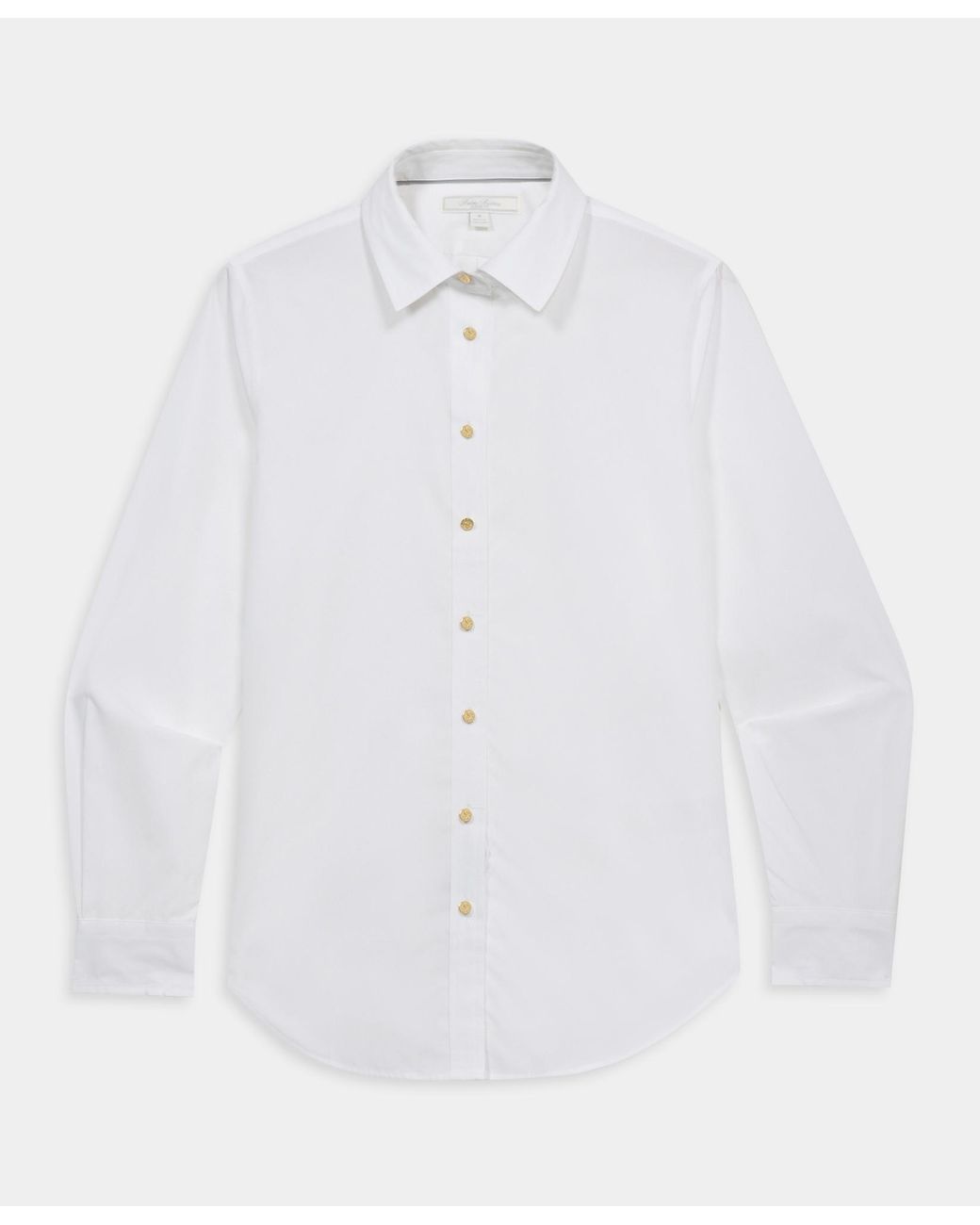 Brooks Brothers Natural Supima Cotton Poplin Blouse With Logo Buttons