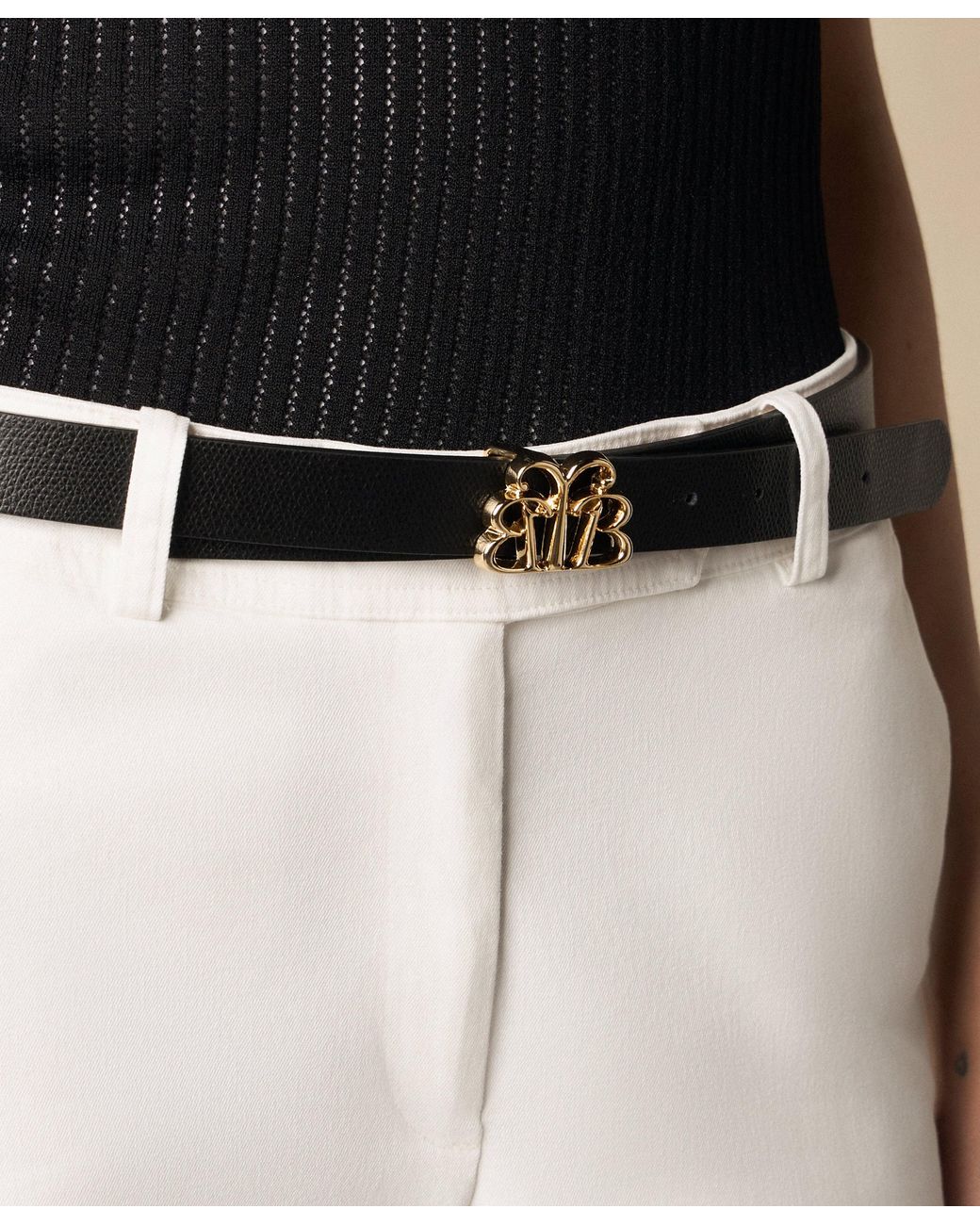 Brooks Brothers White Reversible Bovine Leather Belt With Logo