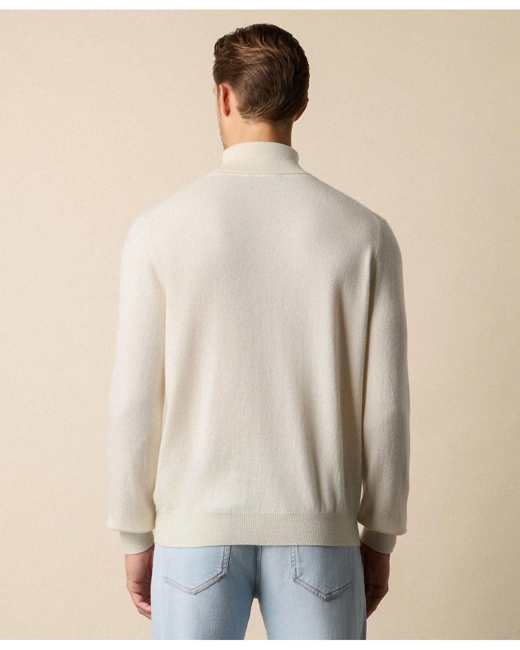 Brooks Brothers Natural Plain Cashmere Turtleneck for men